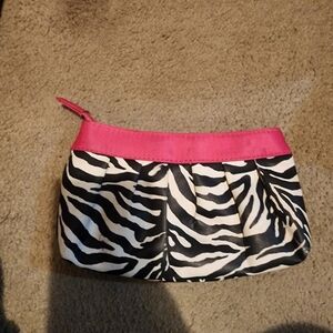 Zebra Print Clutch with Pink Trim